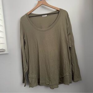 Barefoot Dreams Malibu 1X Olive Long Sleeve Tunic Tee Relaxed Lounge Minimal